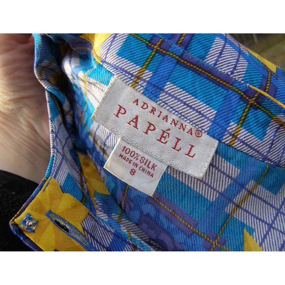 Vintage sz8 Adrianna Papell SILK blouse Star Print - Picture 4 of 8